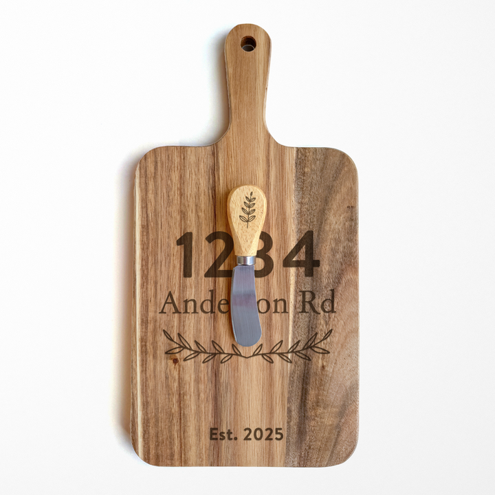 Custom Engraved Cheese Board & Knife Set Cutting Board Market Dwellings   