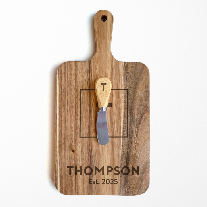 Custom Engraved Cheese Board & Knife Set Cutting Board Market Dwellings   