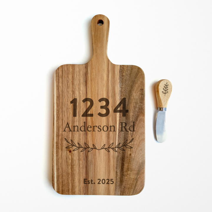 Custom Engraved Cheese Board & Knife Set Cutting Board Market Dwellings   