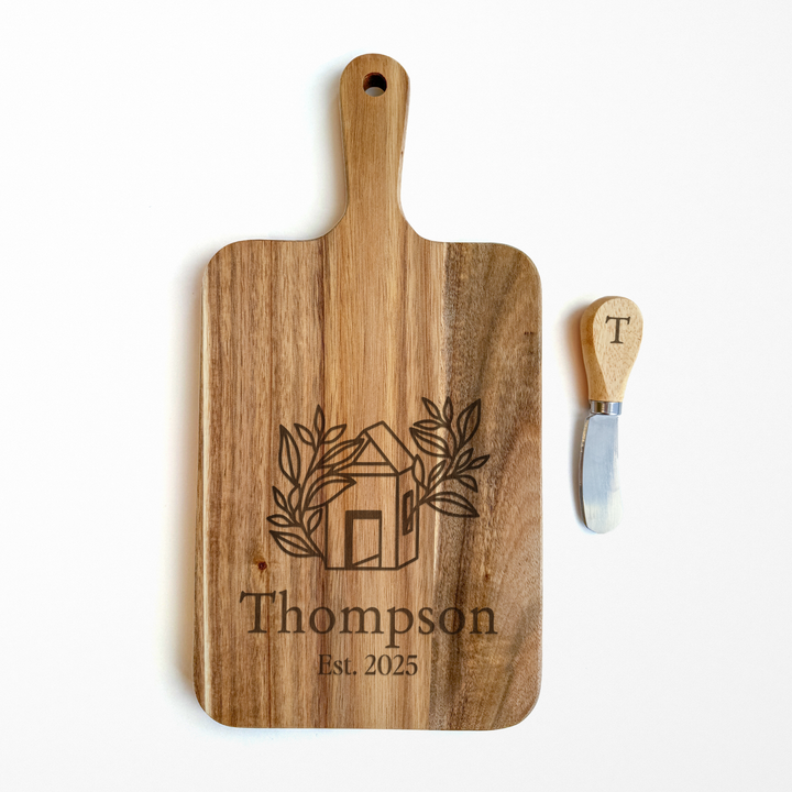 Custom Engraved Cheese Board & Knife Set