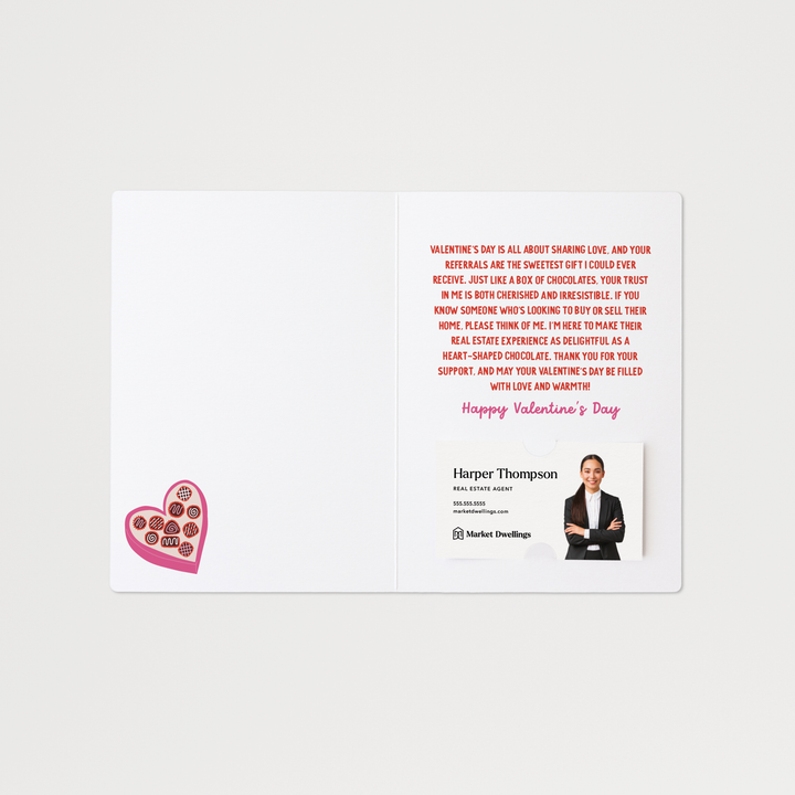Set of Your Referrals Are Sweeter Than A Box Of Chocolates | Valentine's Day Greeting Cards | Envelopes Included | 114-GC001 Greeting Card Market Dwellings   