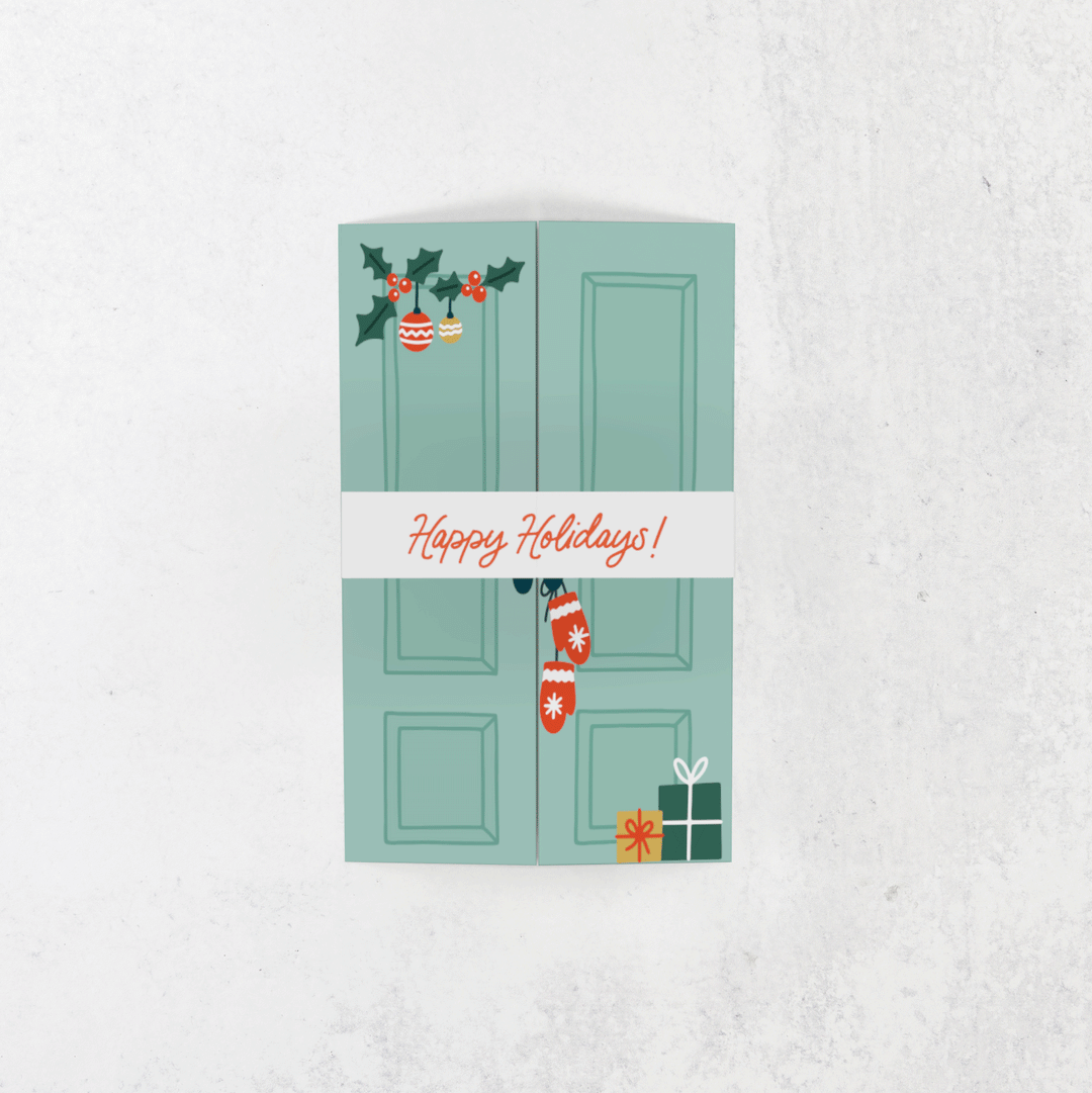 Customizable | Set of Happy Holidays Greeting Cards | Envelopes Included | 7-GC008