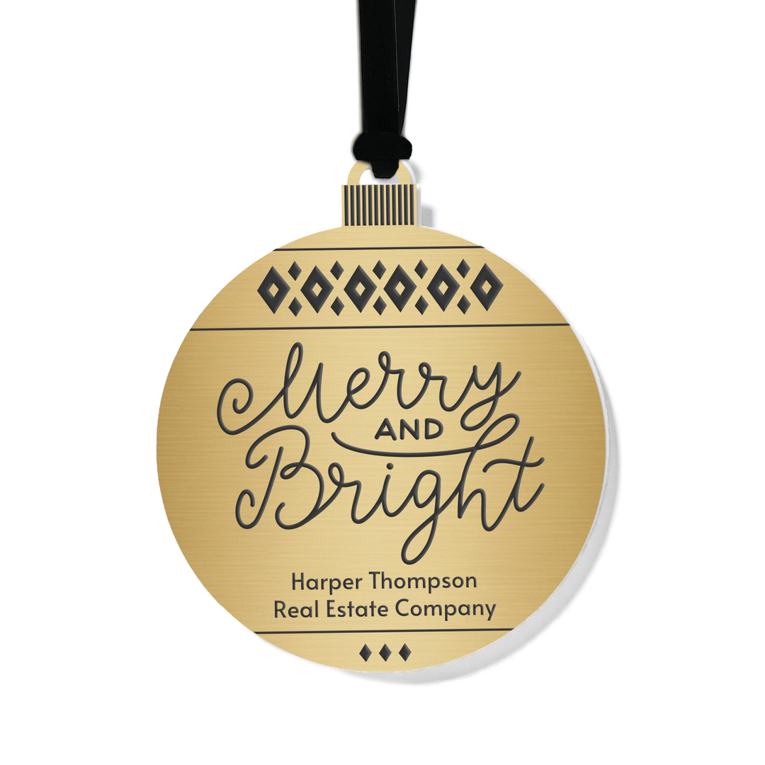 Customizable | Merry And Bright Holiday Ornament Ornament Market Dwellings GOLD BLACK