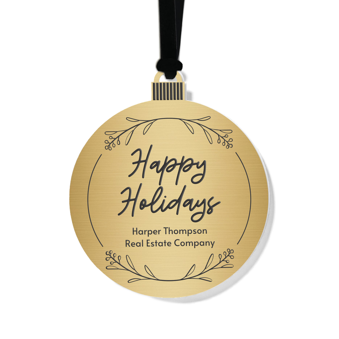 Customizable | Happy Holidays Ornament Ornament Market Dwellings GOLD BLACK