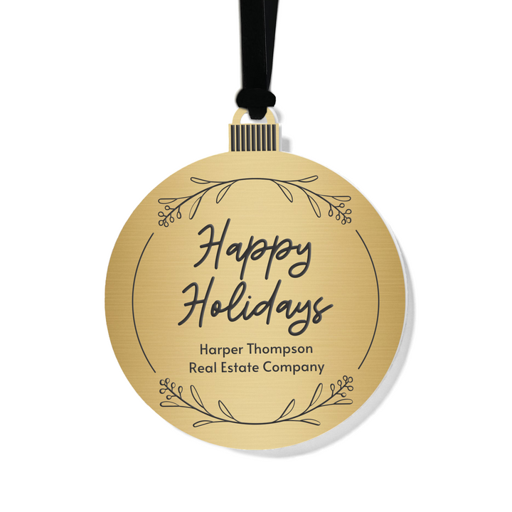 Customizable | Happy Holidays Ornament Ornament Market Dwellings GOLD BLACK