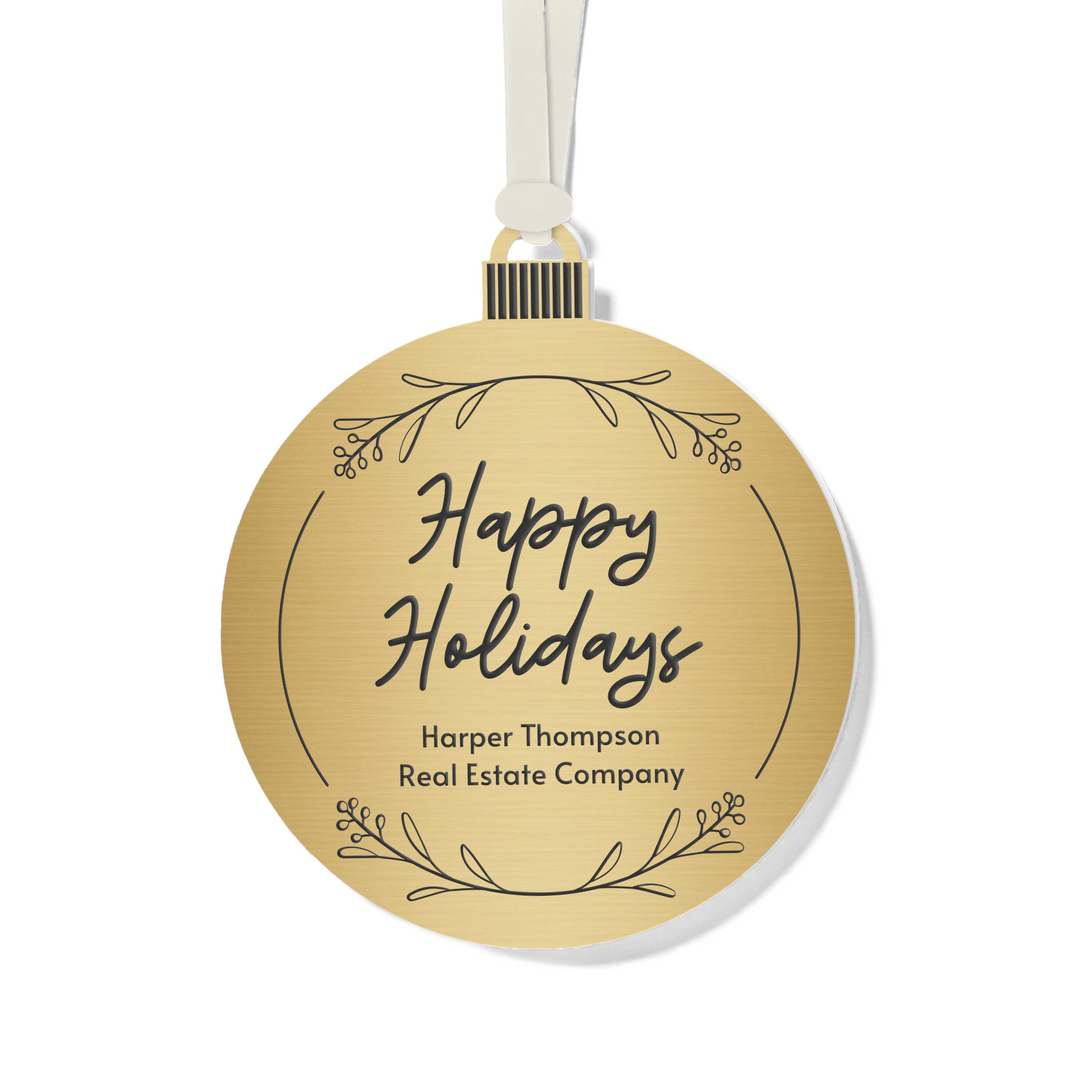 Customizable | Happy Holidays Ornament Ornament Market Dwellings GOLD CREAM