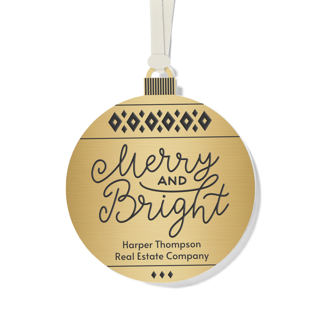 Customizable | Merry And Bright Holiday Ornament Ornament Market Dwellings GOLD CREAM