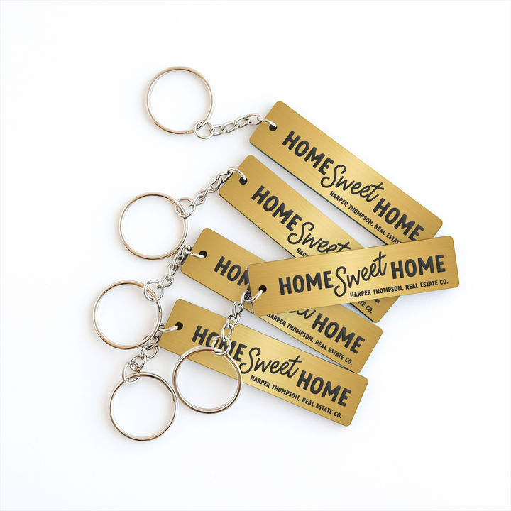 Customizable Home Sweet Home Keychains Keychain Market Dwellings GOLD SILVER