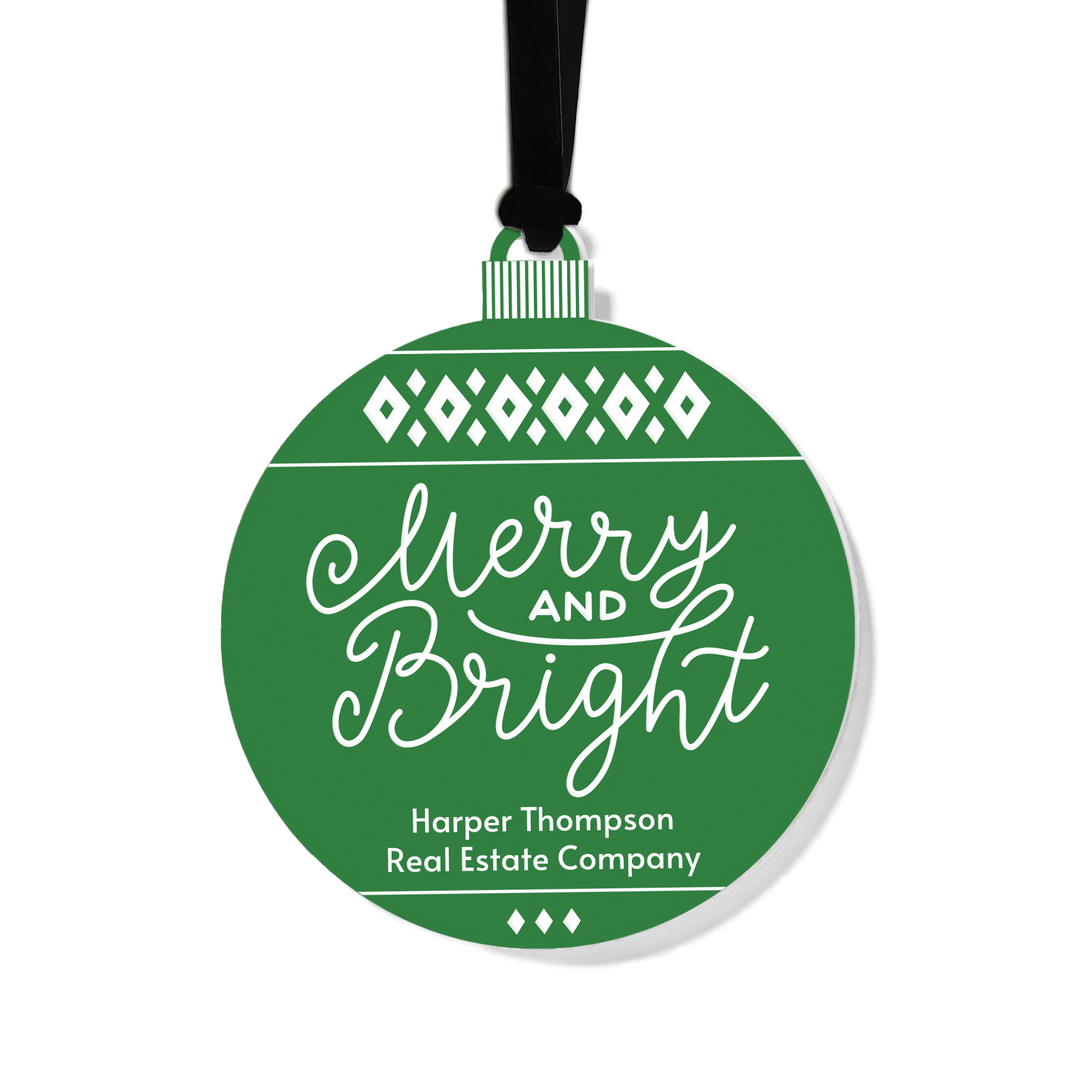 Customizable | Merry And Bright Holiday Ornament Ornament Market Dwellings GREEN BLACK