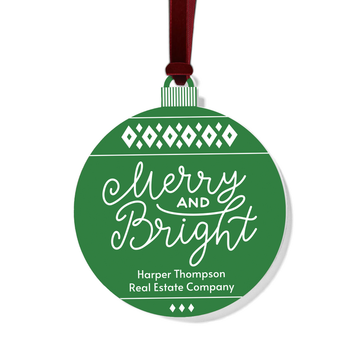 Customizable | Merry And Bright Holiday Ornament Ornament Market Dwellings GREEN BURGUNDY