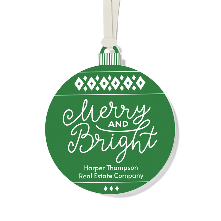 Customizable | Merry And Bright Holiday Ornament Ornament Market Dwellings GREEN CREAM