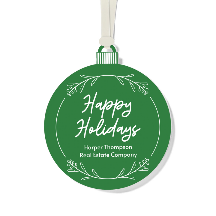 Customizable | Happy Holidays Ornament Ornament Market Dwellings GREEN CREAM