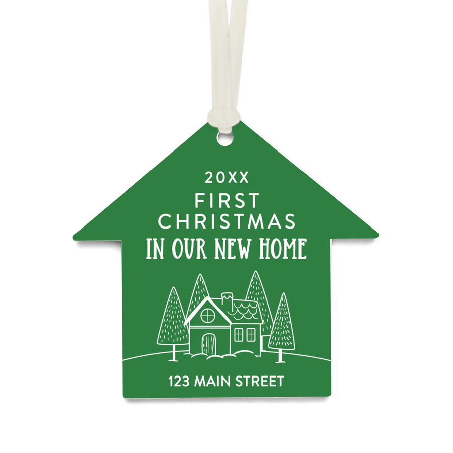 Customizable | First Christmas In Our New Home Ornaments Ornament Market Dwellings GREEN CREAM