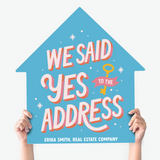 Closing Day Real Estate House Sign Photo Prop House Sign Market Dwellings BRIGHT BLUE 1