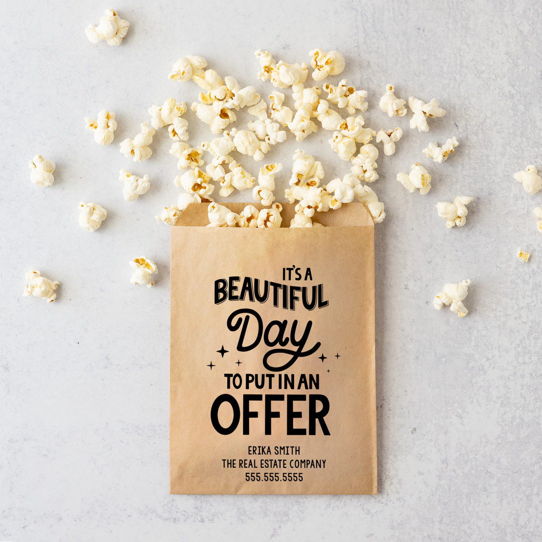 Customizable | Set of It's A Beautiful Day To Put In An Offer Bakery Bags | 24-BB Bakery Bag Market Dwellings   