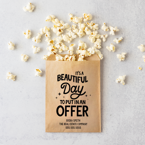 It's A Beautiful Day To Put In An Offer | Real Estate & Mortgage Treat Bags Bakery Bag Market Dwellings