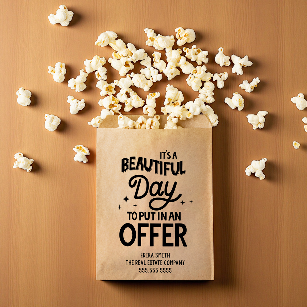 Customizable | Set of It's A Beautiful Day To Put In An Offer Bakery Bags | 24-BB Bakery Bag Market Dwellings