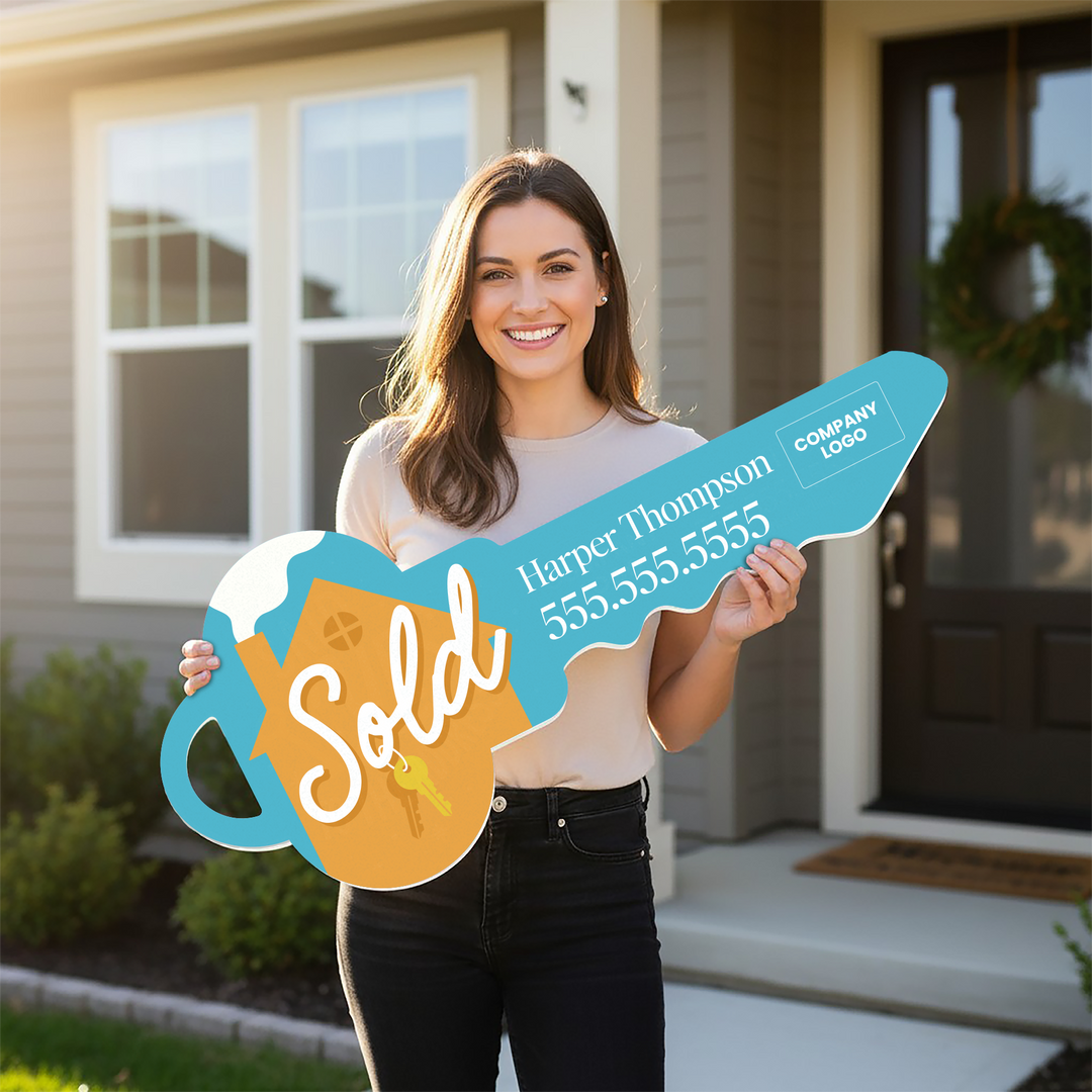 Customizable | Closing Day Sign | Photo Prop | DSY-24-AB Key Sign Market Dwellings