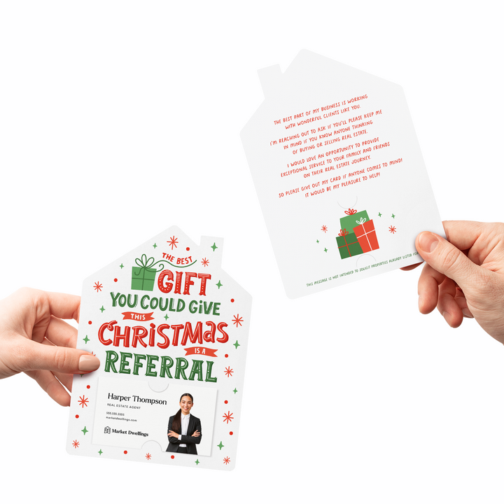 Set of The Best Gift You Could Give this Christmas Is A Referral | Christmas Mailers | Envelopes Included | M92-M001-AB Mailer Market Dwellings