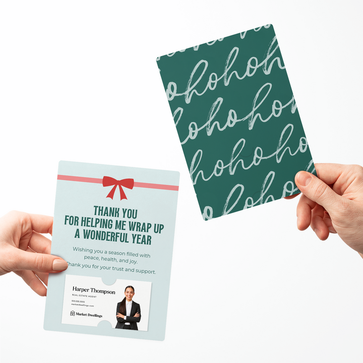 Set of Thank You For Helping Me Wrap Up a Wonderful Year Mailers | Envelopes Included Mailer Market Dwellings