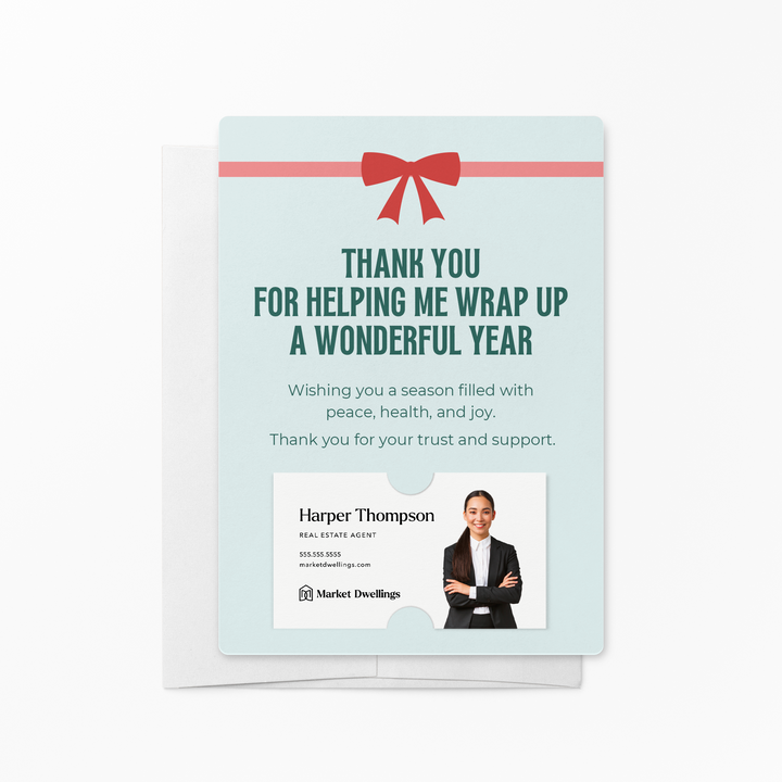 Set of Thank You For Helping Me Wrap Up a Wonderful Year Mailers | Envelopes Included Mailer Market Dwellings