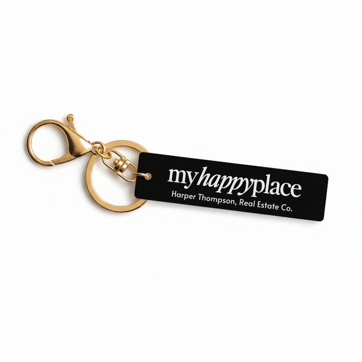 Customizable My Happy Place Keychains Keychain Market Dwellings BLACK