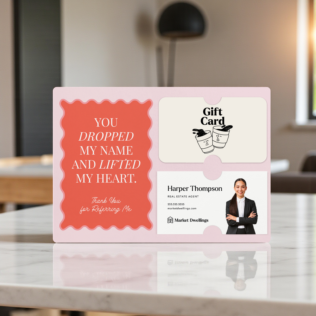 Set of You Dropped My Name And Lifted My Heart Referral Gift Card Holder Mailer | Envelopes Included Mailer Market Dwellings