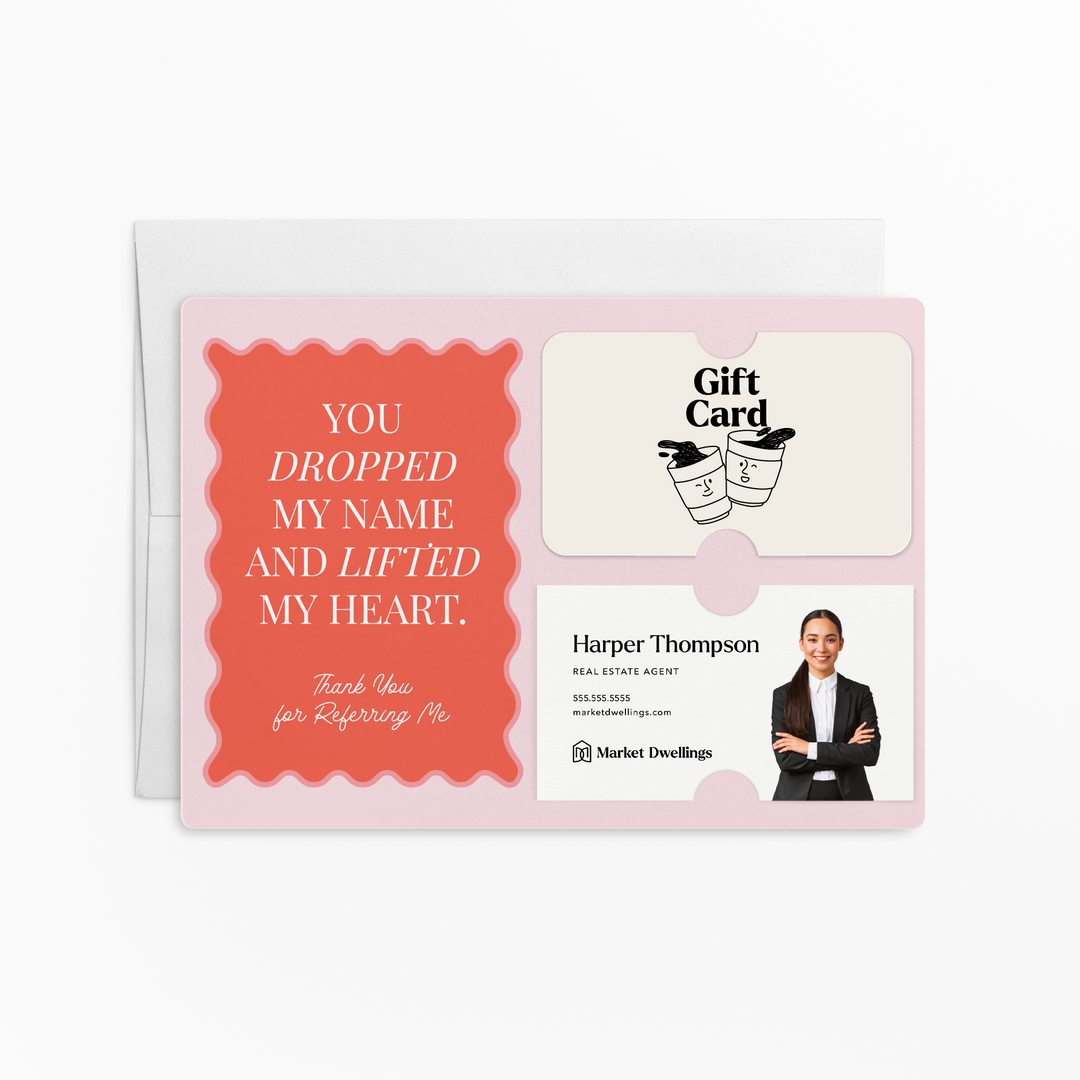 Set of You Dropped My Name And Lifted My Heart Referral Gift Card Holder Mailer | Envelopes Included Mailer Market Dwellings