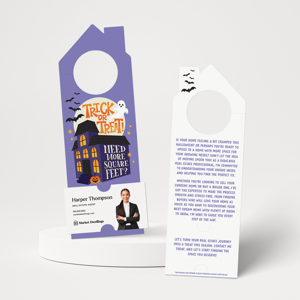 Trick Or Treat! Need More Square Feet? | Halloween Door Hangers | 371-DH002 Door Hanger Market Dwellings   