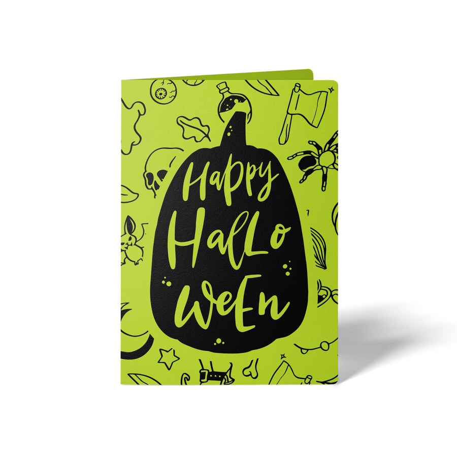 Set of Happy Halloween Greeting Cards | Envelopes Included Greeting Card Market Dwellings GREEN APPLE