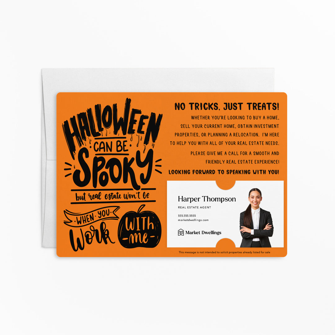 Set of "Halloween Can Be Spooky" Real Estate Mailer | Envelopes Included | H1-M003 Mailer Market Dwellings CARROT