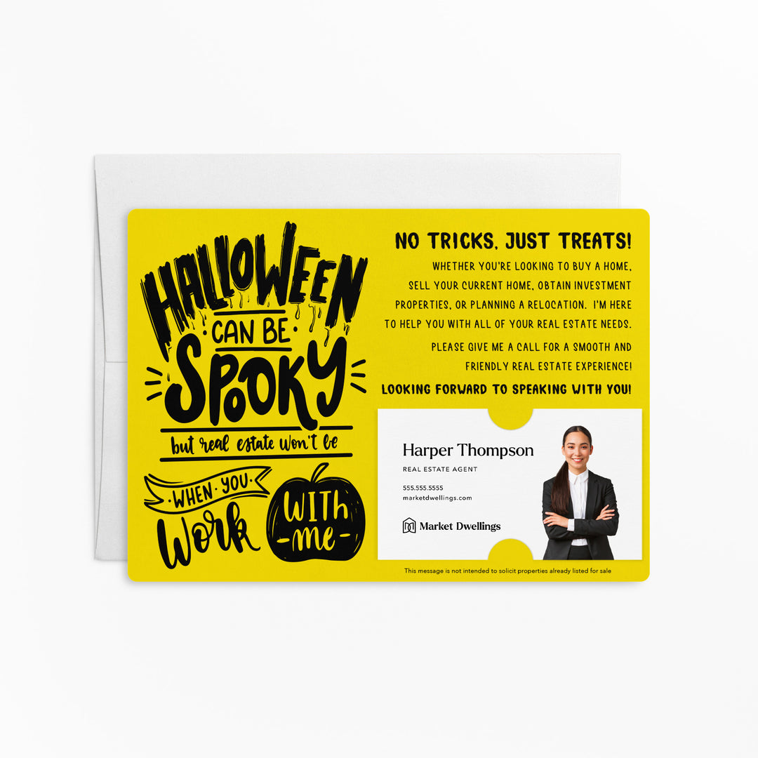 Set of "Halloween Can Be Spooky" Real Estate Mailer | Envelopes Included | H1-M003 Mailer Market Dwellings LEMON