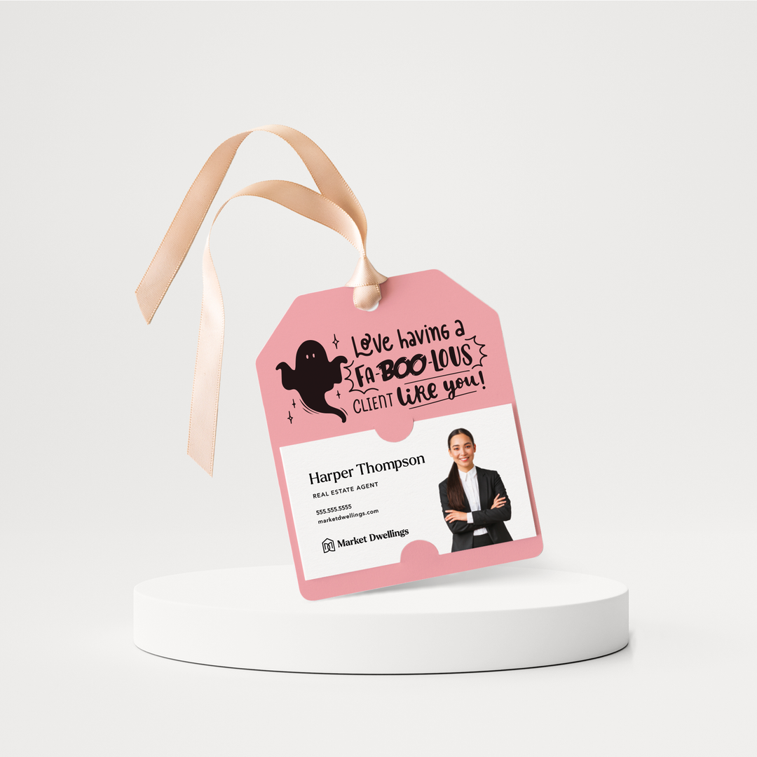 Love Having a Fa-BOO-lous Client Like You | Halloween Pop By Gift Tags | H4-GT001 Gift Tag Market Dwellings LIGHT PINK  