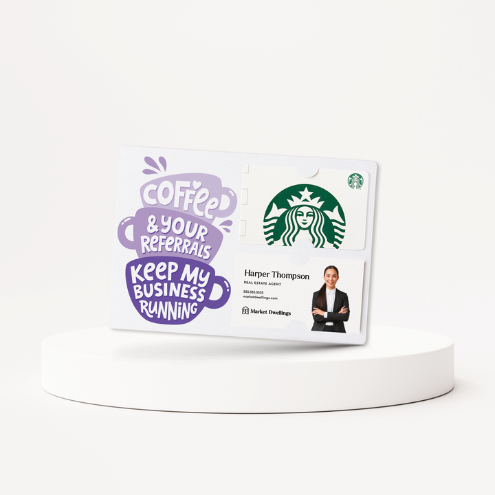Set of Coffee And Your Referrals Keep My Business Running | Mailers | Envelopes Included | M194-M008-AB Mailer Market Dwellings   