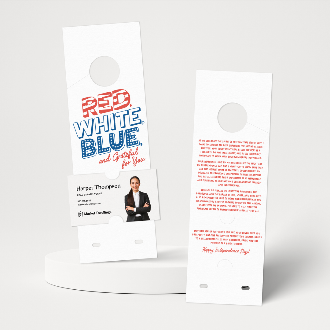 Red, White, Blue, And Grateful For You | 4th Of July Door Hangers | 25-DH004-AB Door Hanger Market Dwellings WHITE  