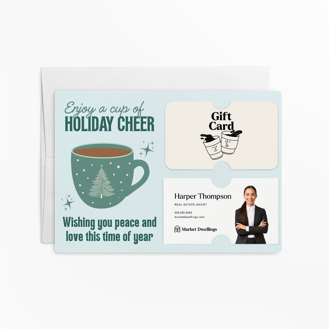 Set of Enjoy a Cup of Holiday Cheer Gift Card & Business Card Holder Mailers | Envelopes Included Mailer Market Dwellings JADE
