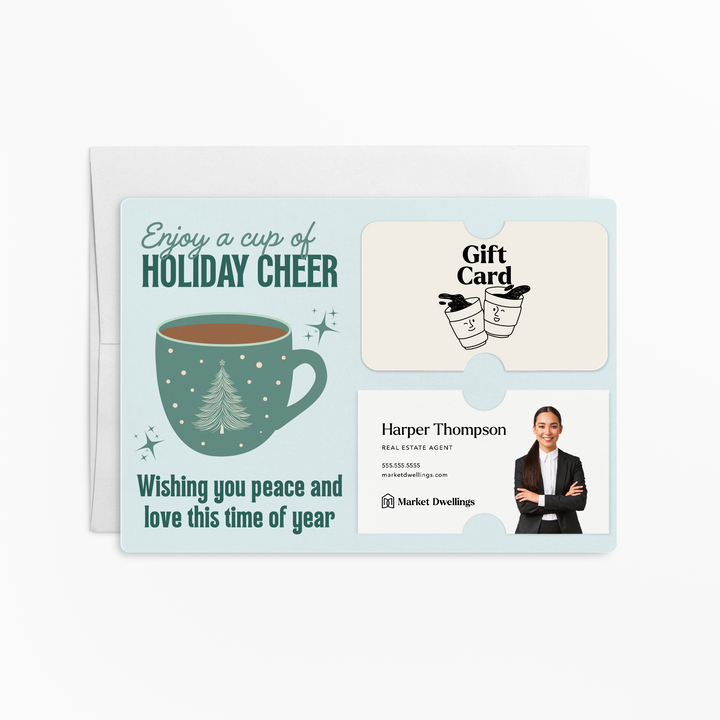 Set of Enjoy a Cup of Holiday Cheer Gift Card & Business Card Holder Mailers | Envelopes Included Mailer Market Dwellings JADE