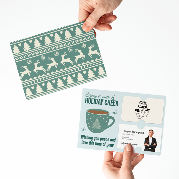 Set of Enjoy a Cup of Holiday Cheer Gift Card & Business Card Holder Mailers | Envelopes Included Mailer Market Dwellings