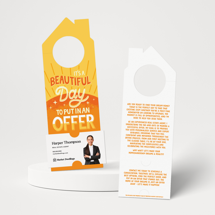 It’s A Beautiful Day To Put In An Offer | Door Hangers | 375-DH002 Door Hanger Market Dwellings   