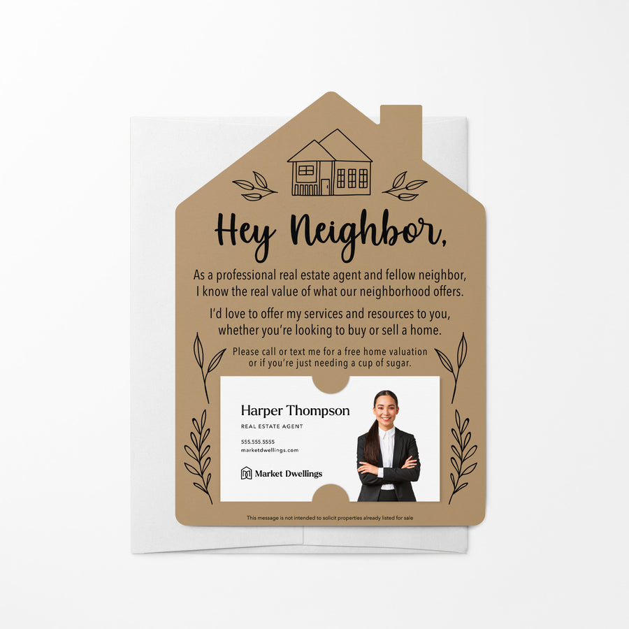 Set of Hey Neighbor Real Estate Mailers | Envelopes Included | M1-M001 Mailer Market Dwellings KRAFT