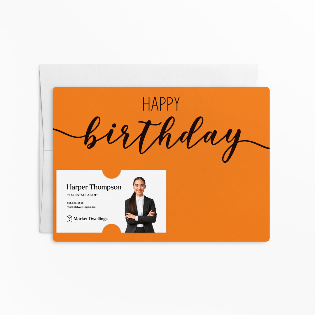 Set of Simple "Happy Birthday" Cards | Envelopes Included | M1-M004 Mailer Market Dwellings CARROT