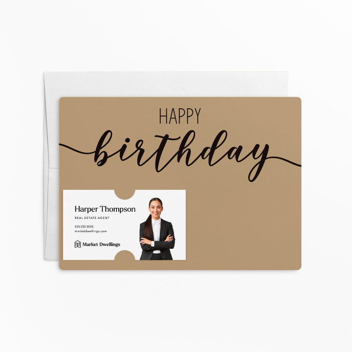 Set of Simple "Happy Birthday" Cards | Envelopes Included | M1-M004 Mailer Market Dwellings KRAFT