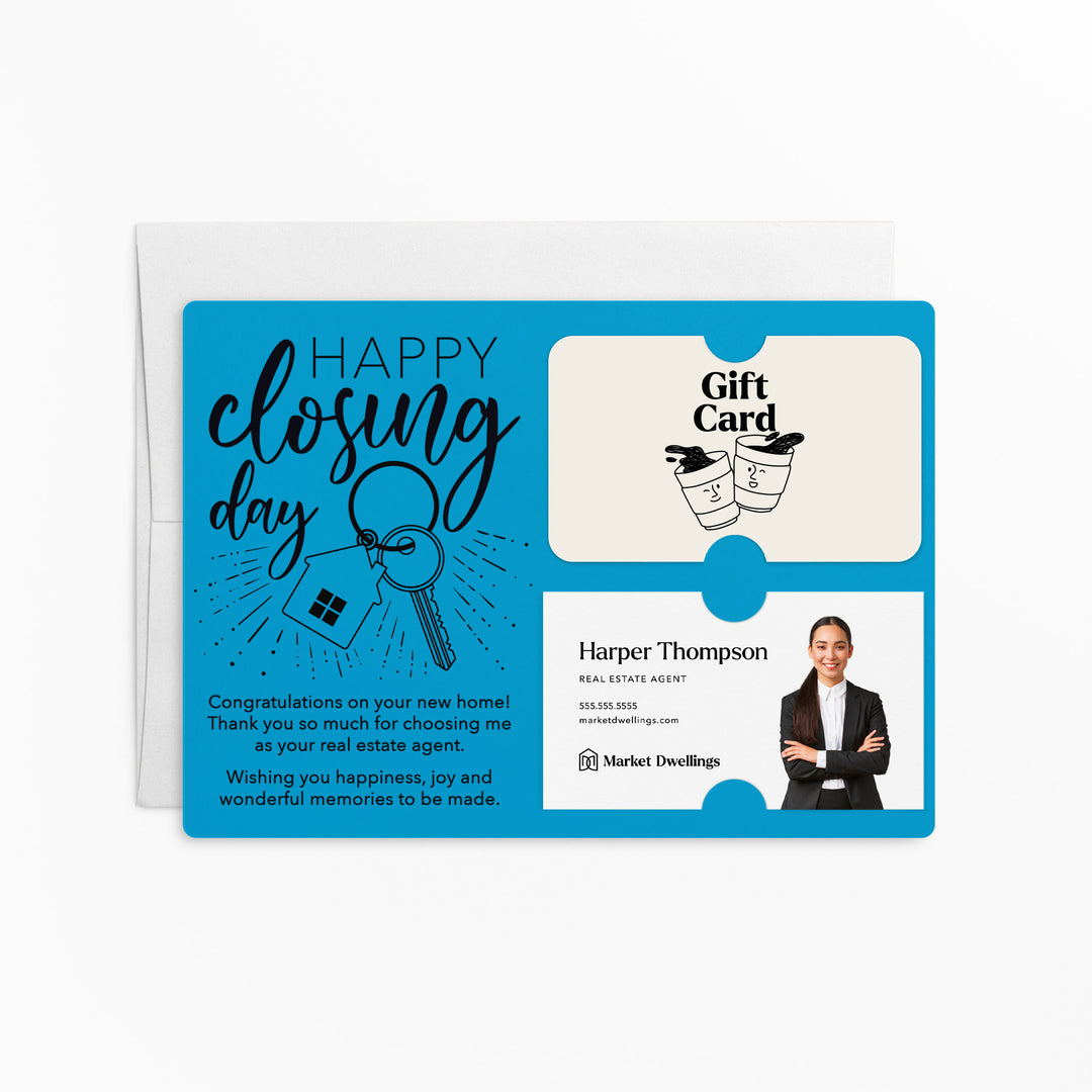 Set of "Happy Closing Day" Gift Card & Business Card Holder Mailer | Envelopes Included | M1-M008 Mailer Market Dwellings ARCTIC