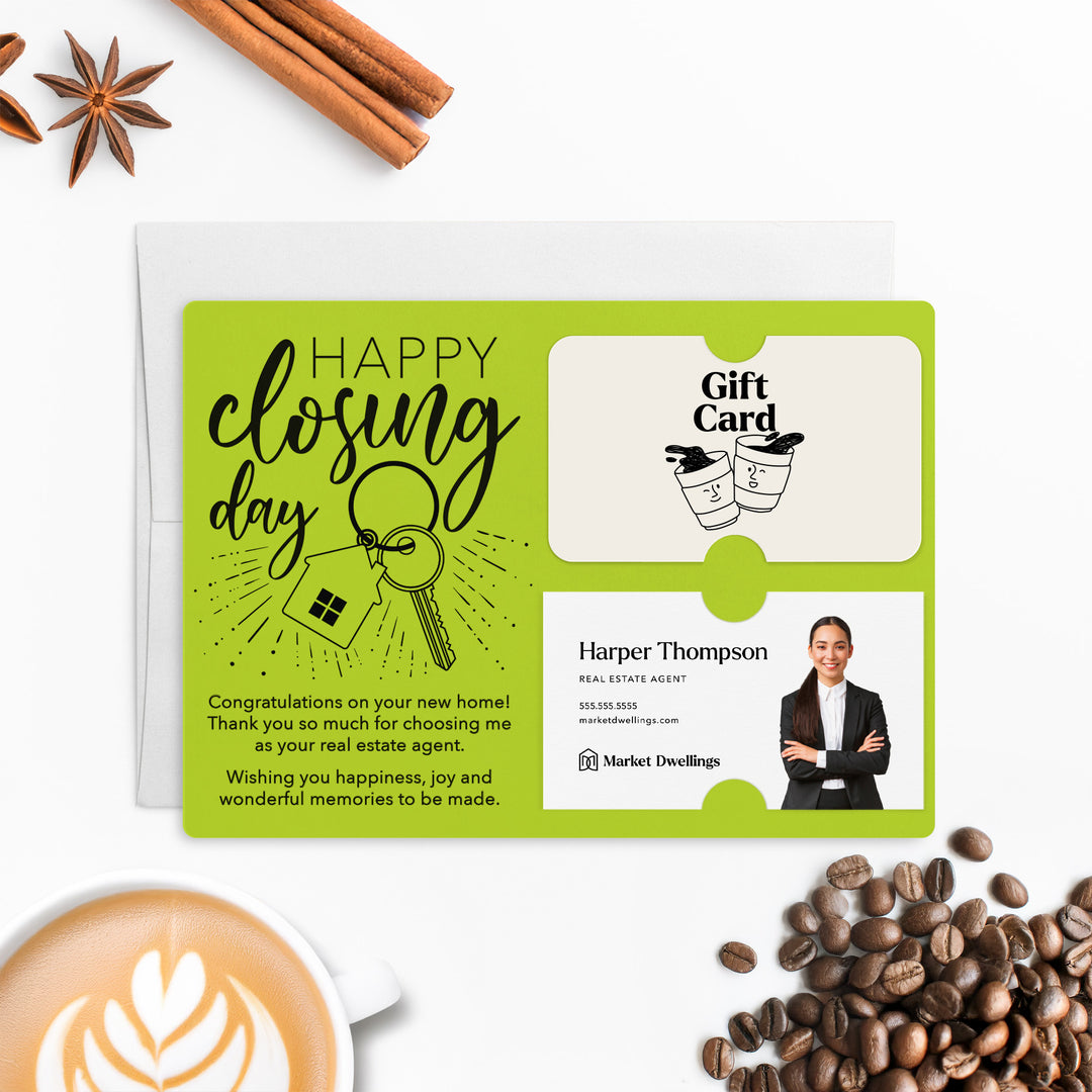 Set of "Happy Closing Day" Gift Card & Business Card Holder Mailer | Envelopes Included | M1-M008 Mailer Market Dwellings