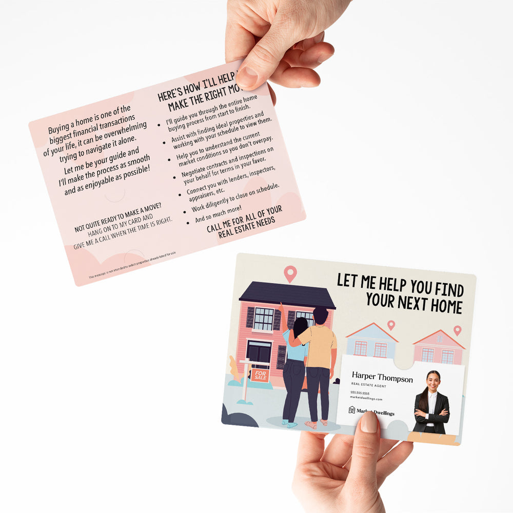 Set of "Let Me Help You Find Your Next Home" Mailers | Envelopes Included | M10-M003 Mailer Market Dwellings