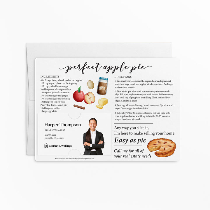 Set of Perfect Apple Pie Recipe Cards | Envelopes Included M10-M004 Mailer Market Dwellings