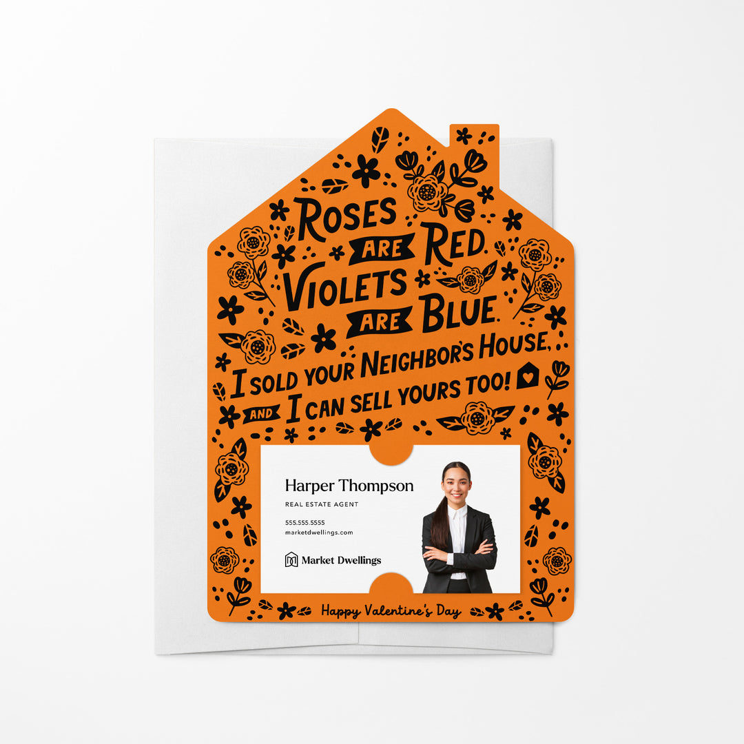 Set of Roses Are Red. Violets Are Blue. I Sold Your neighbor's House, And I Can Sell Yours Too! | Valentine's Day Mailers | Envelopes Included | M102-M001 Mailer Market Dwellings CARROT