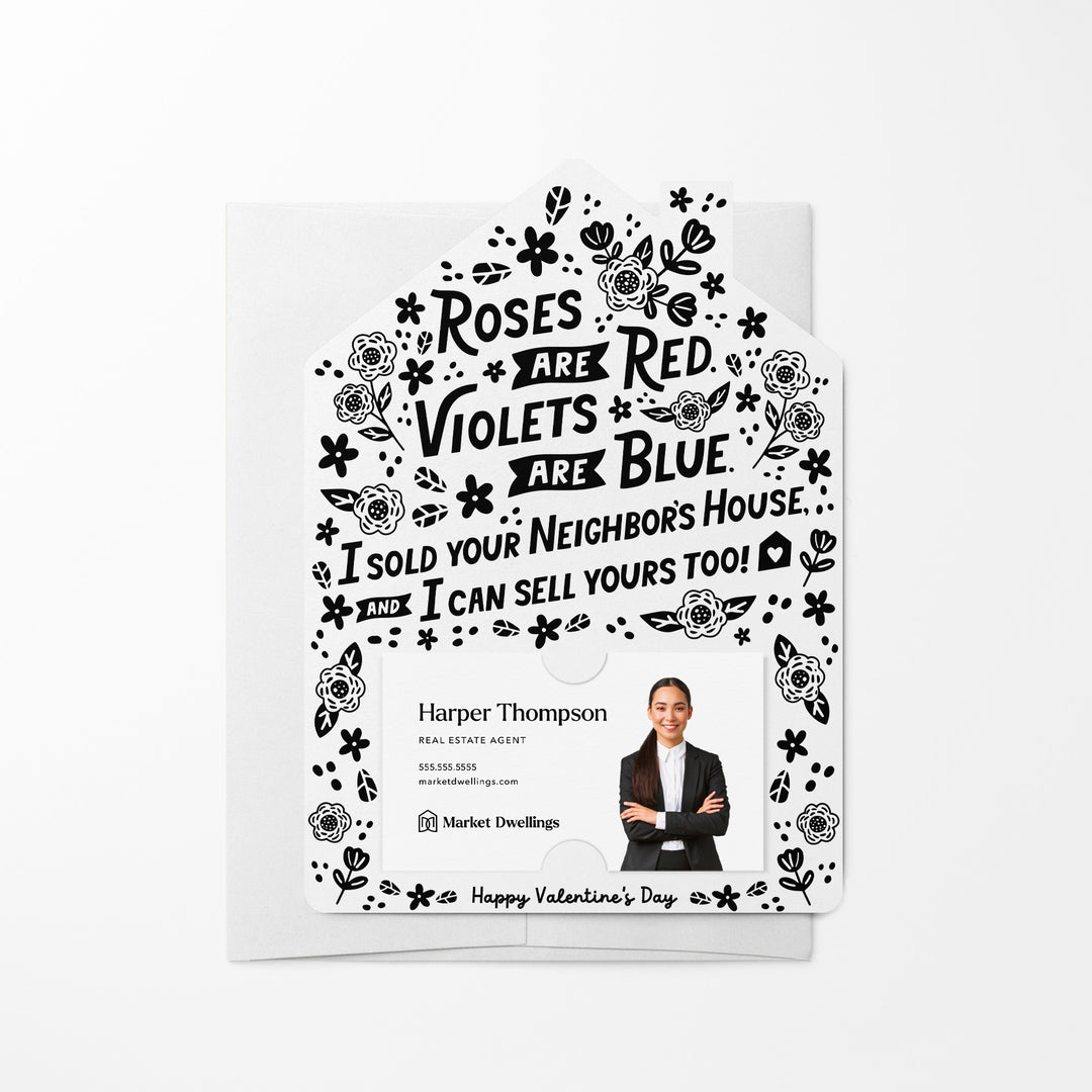 Set of Roses Are Red. Violets Are Blue. I Sold Your neighbor's House, And I Can Sell Yours Too! | Valentine's Day Mailers | Envelopes Included | M102-M001