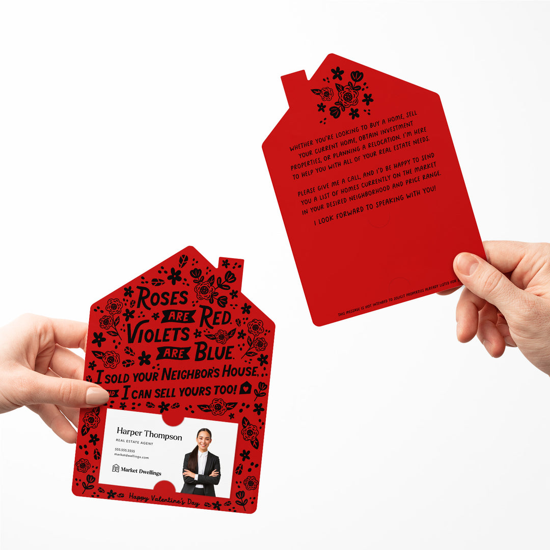 Set of Roses Are Red. Violets Are Blue. I Sold Your neighbor's House, And I Can Sell Yours Too! | Valentine's Day Mailers | Envelopes Included | M102-M001