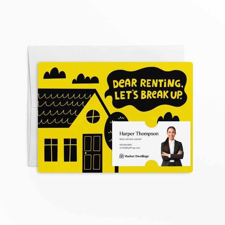 Set of Dear Renting, Let's Break Up. | Mailers | Envelopes Included | M104-M003 Mailer Market Dwellings LEMON